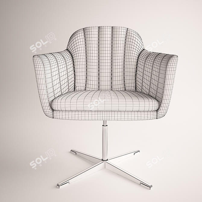 Modern Office Chair: Two-Tone Fabric Upholstery, Metal Base 3D model image 2