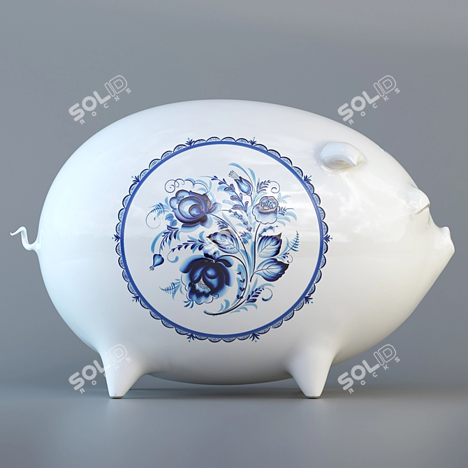 Porcelain Piggy Bank 3D model image 2