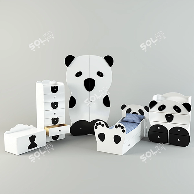 Panda Kids Furniture Set 3D model image 1