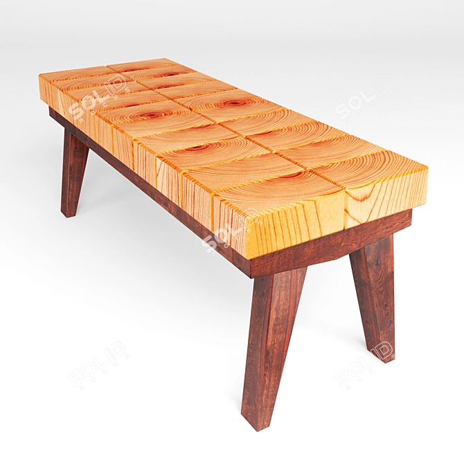 Timber Collection Block Bench 3D model image 1