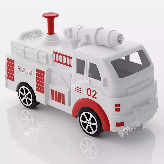 Red Rescue Fire Truck 3D model image 1