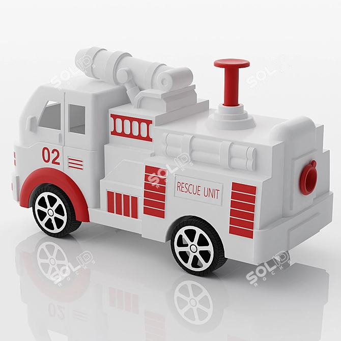 Red Rescue Fire Truck 3D model image 2