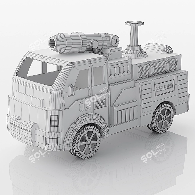 Red Rescue Fire Truck 3D model image 3