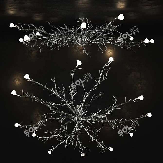 Twiggy Chandelier: Exquisite Floral Design 3D model image 1