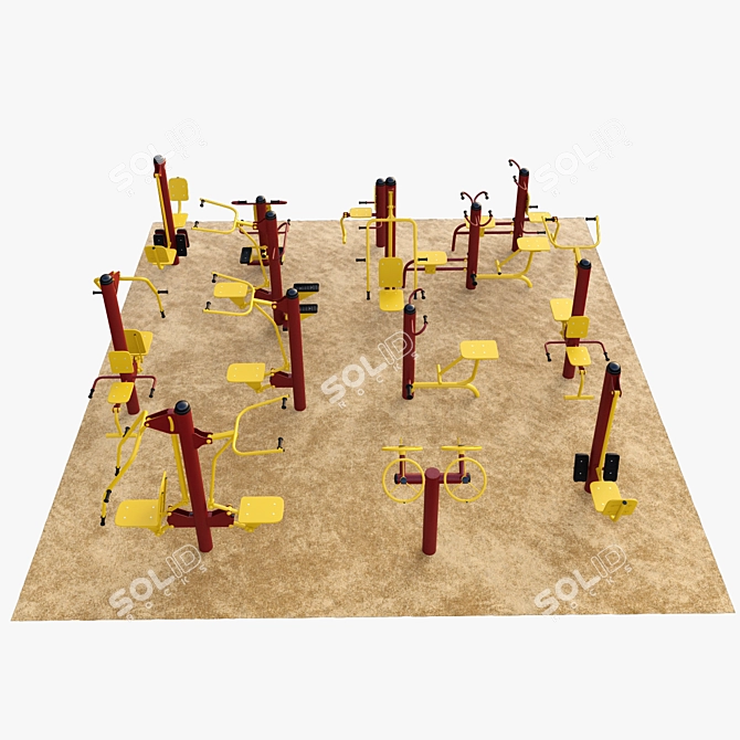 Outdoor Gym Set 2: Versatile Fitness Equipment 3D model image 3