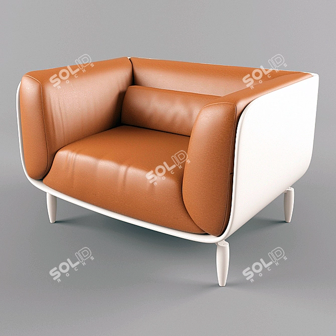 Luxury Leather Armchair - Multiple Finishes 3D model image 1