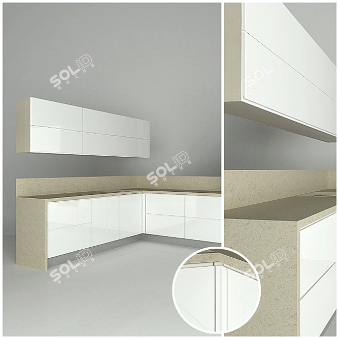 Modern White Kitchen Set 3D model image 3