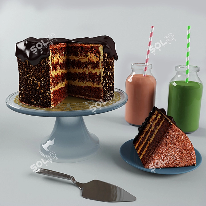 Velvet Delight Chocolate Cake 3D model image 1