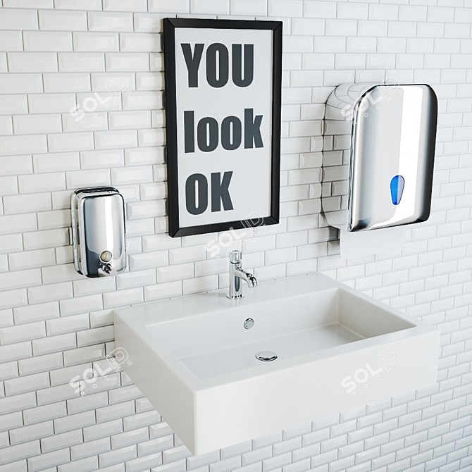 Modern Public Bathroom Essentials 3D model image 1