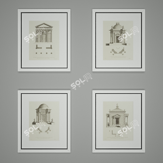 Elegant Eichholtz Architectural Prints 3D model image 1