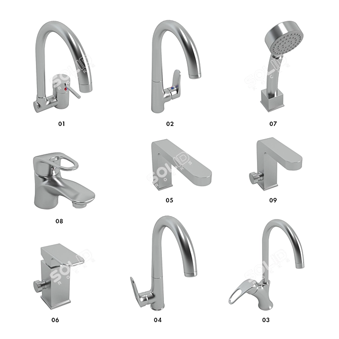 Versatile 3D Faucet Collection 3D model image 1