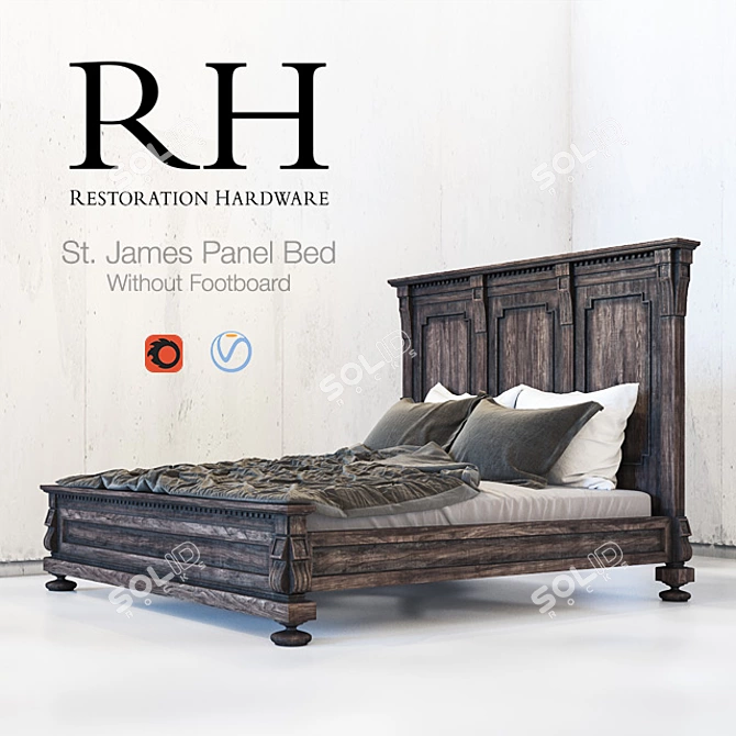 Classic Elegance: St. James Panel Bed 3D model image 1