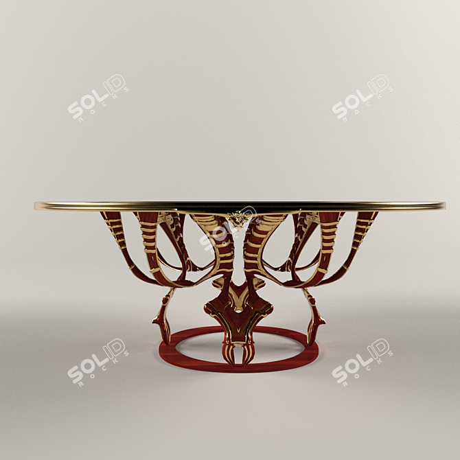 Elegant Gilded Wooden Table 3D model image 1