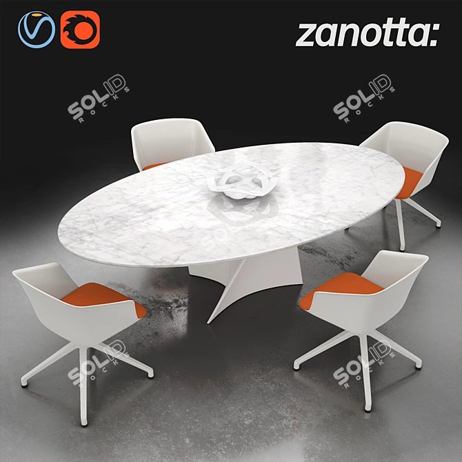 Modern Swivel Armchair Liza 2273 + Elica Table Set 3D model image 1