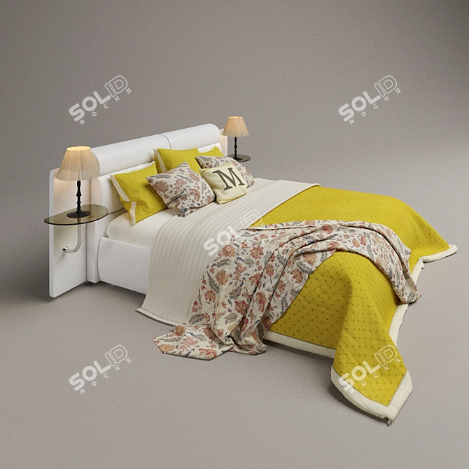 DreamLand_Niagara-2 Bed Set with Designer Bedding 3D model image 2