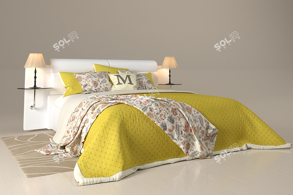 DreamLand_Niagara-2 Bed Set with Designer Bedding 3D model image 3