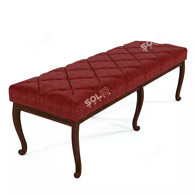 Elegant Crimson Leather Bench 3D model image 1