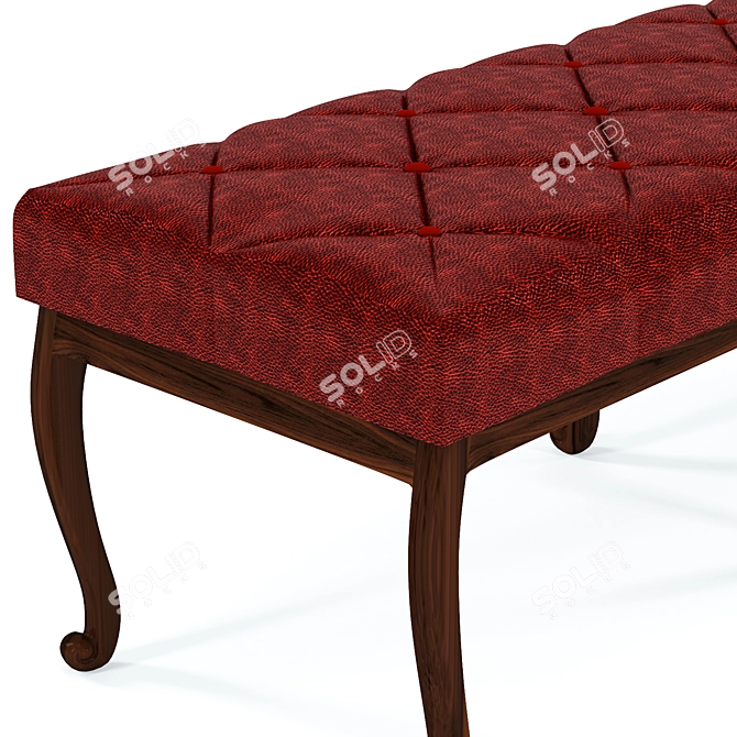 Elegant Crimson Leather Bench 3D model image 2