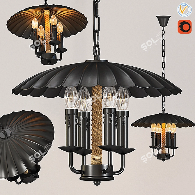 Rustic Metal Pendant Light 3D model image 1