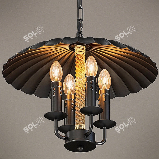 Rustic Metal Pendant Light 3D model image 2