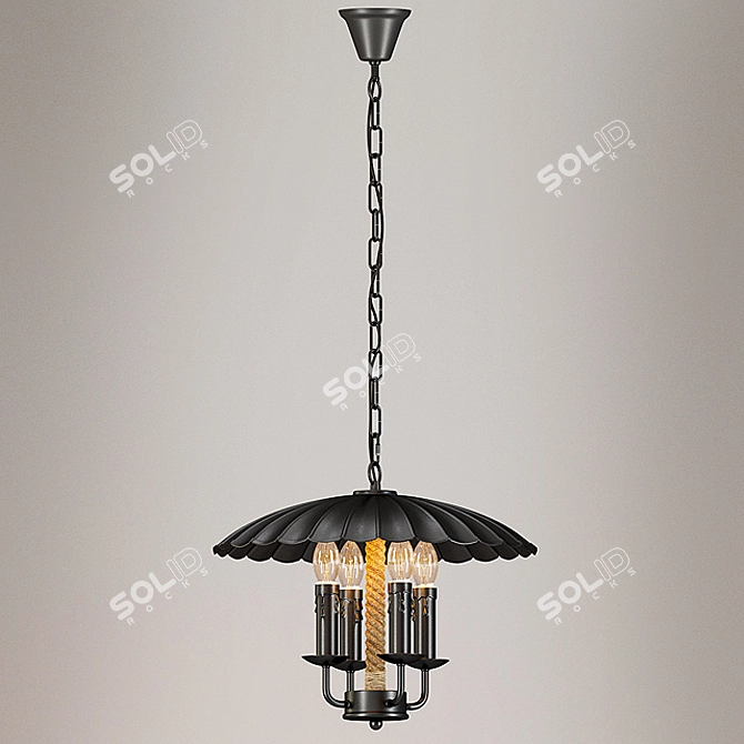 Rustic Metal Pendant Light 3D model image 3