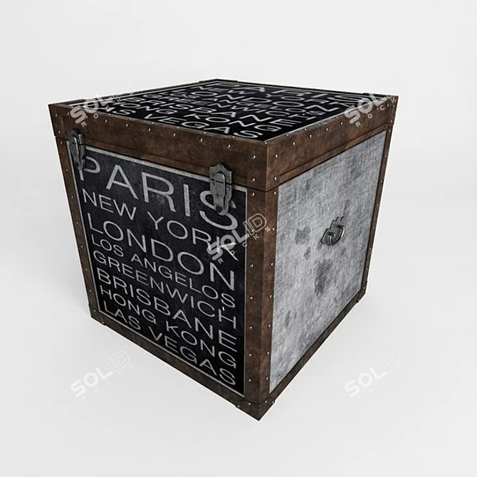 Loftdesigne Chest: Multi-functional Wood and Fabric Storage 3D model image 1