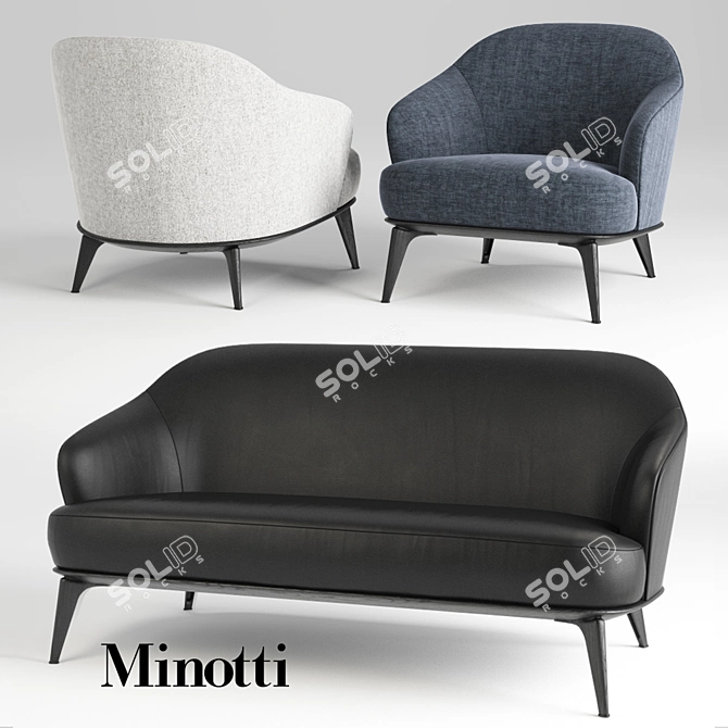 Elegant Minotti Leslie Sofa & Chair 3D model image 1