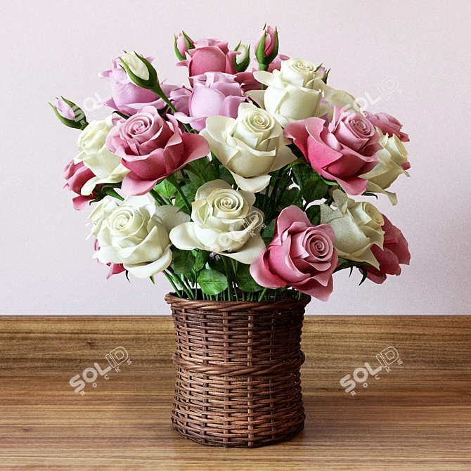 Elegant Rose Bouquet 3D model image 1