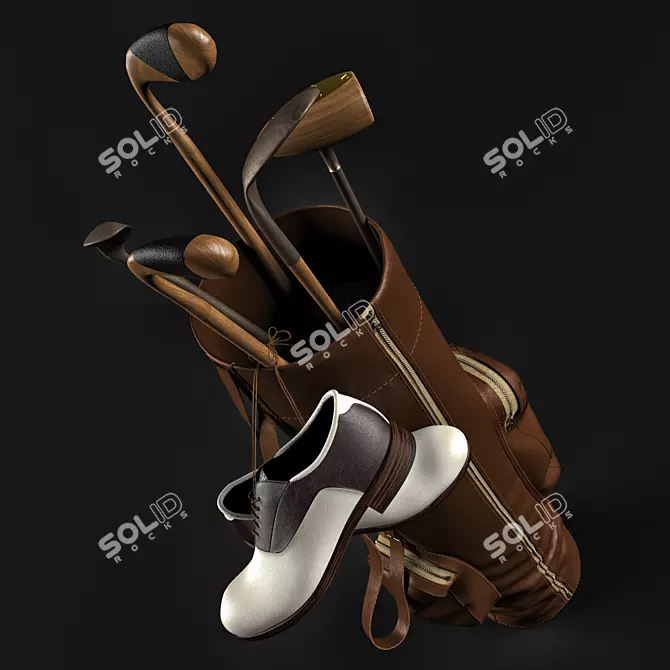 Classic Vintage Golf Bag 3D model image 3