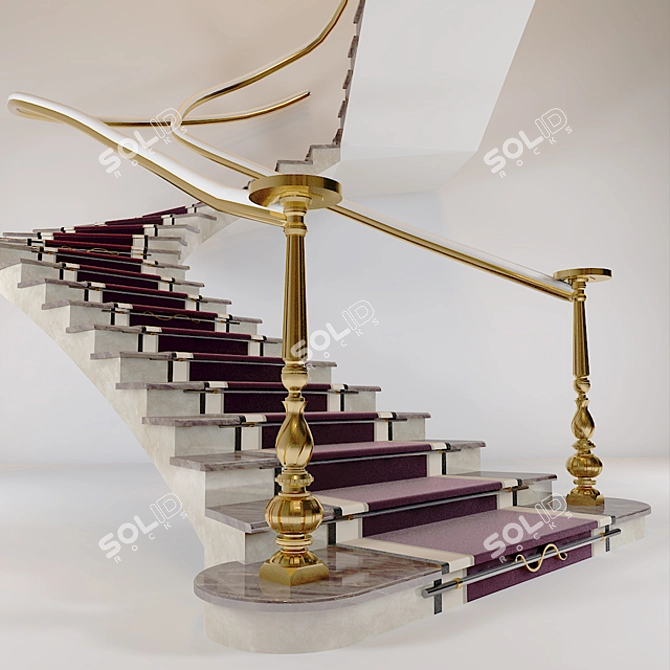 Stylish Stair Carpet - Classic 3D model image 2