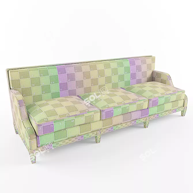 Elegant Monroe Long Sofa 3D model image 2