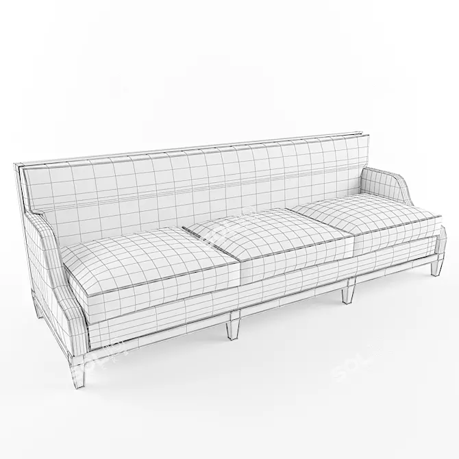 Elegant Monroe Long Sofa 3D model image 3