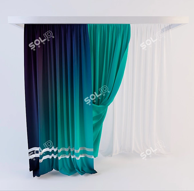 Elegant Drapery Ensemble 3D model image 1