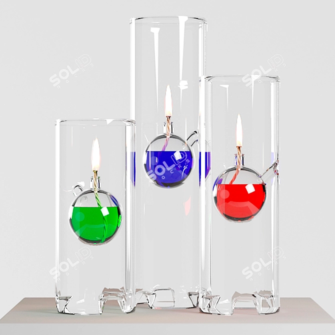 Elegant Glass Oil Lamp 3D model image 1