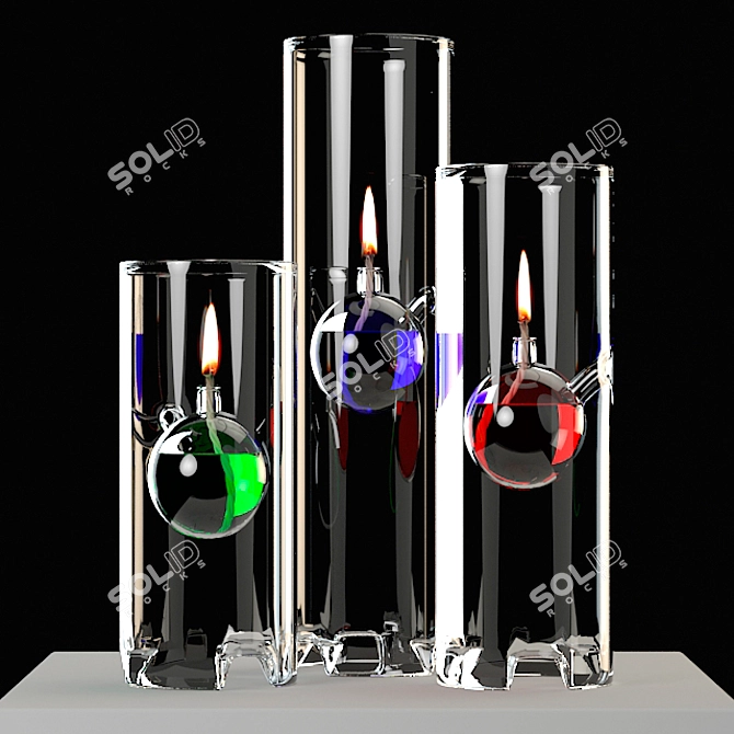 Elegant Glass Oil Lamp 3D model image 2