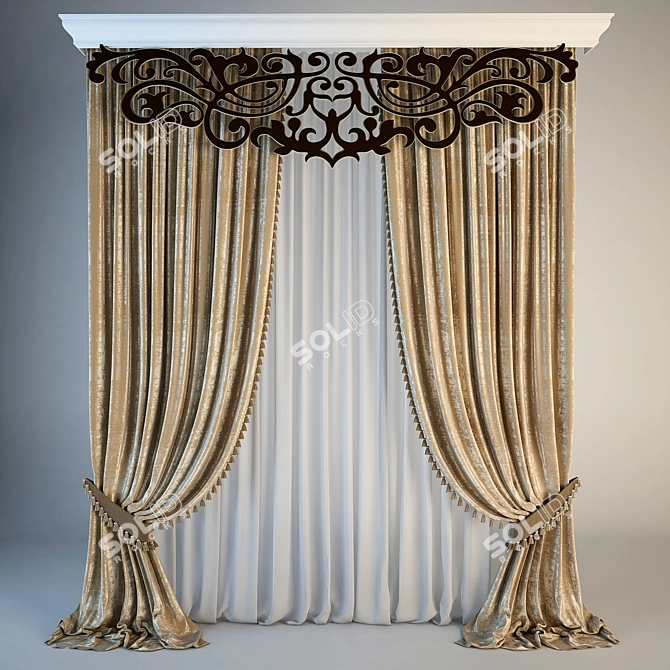 Elegant Lace Curtain 3D model image 1