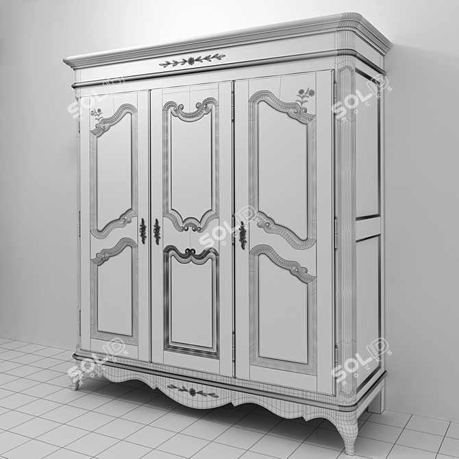 French-made 3-Door Wardrobe & ETERNIA Tiles 3D model image 2