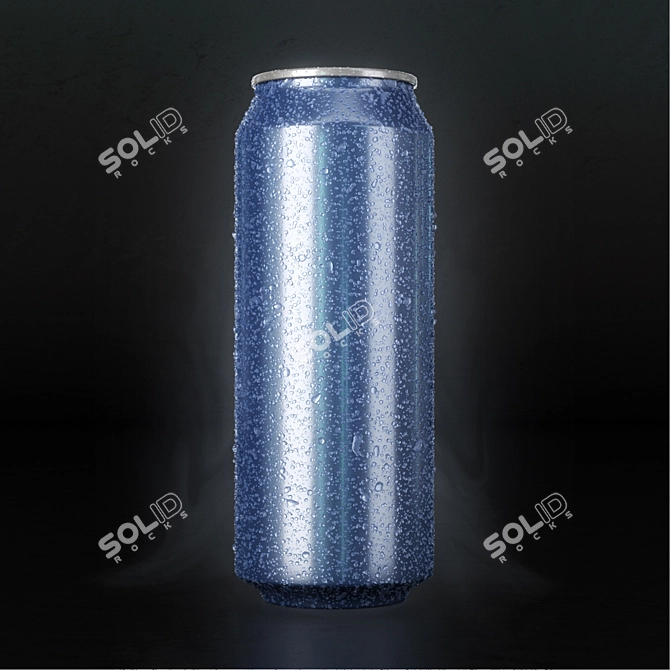 Aluminum Beer Can + Water Drops 3D model image 1