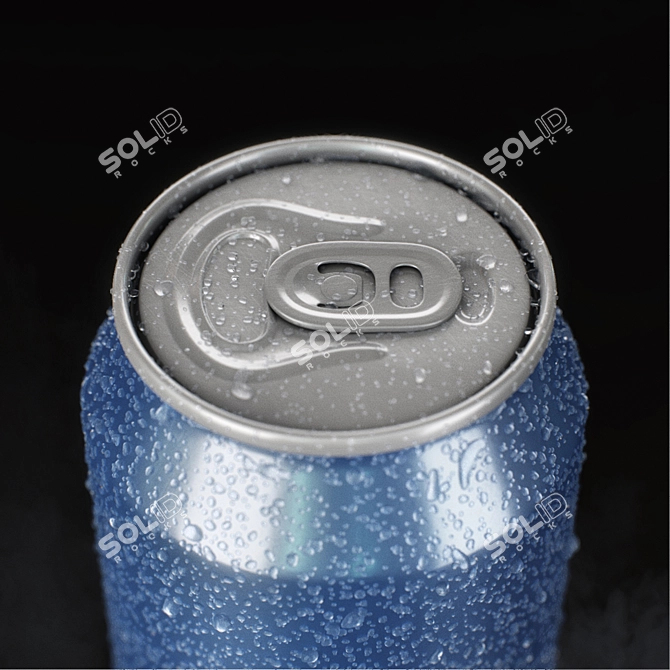 Aluminum Beer Can + Water Drops 3D model image 2