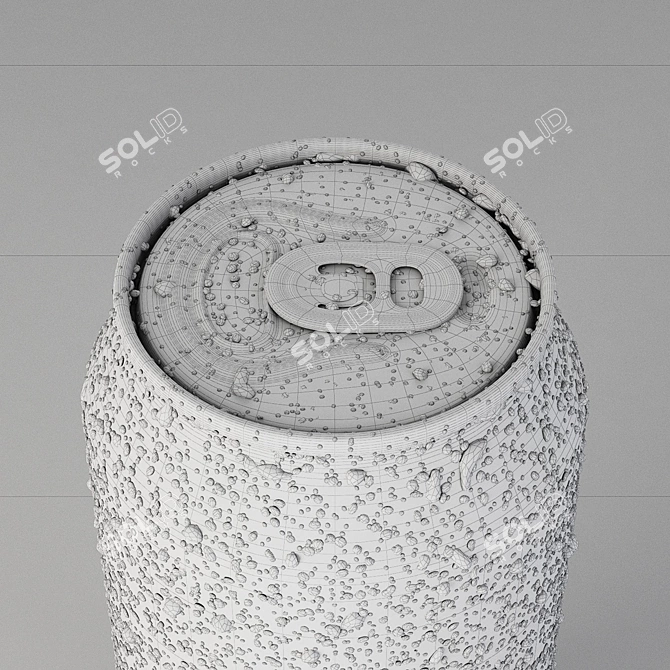 Aluminum Beer Can + Water Drops 3D model image 3