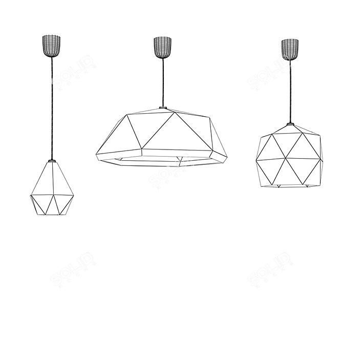 Colorful Hanging Lamp Shades - Ikea Yukstorp 3D model image 2