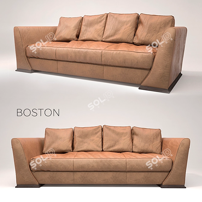 Luxurious Leather Boston Sofa 3D model image 1