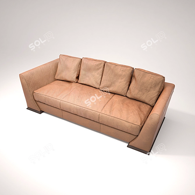 Luxurious Leather Boston Sofa 3D model image 2