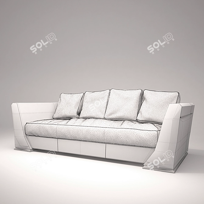 Luxurious Leather Boston Sofa 3D model image 3