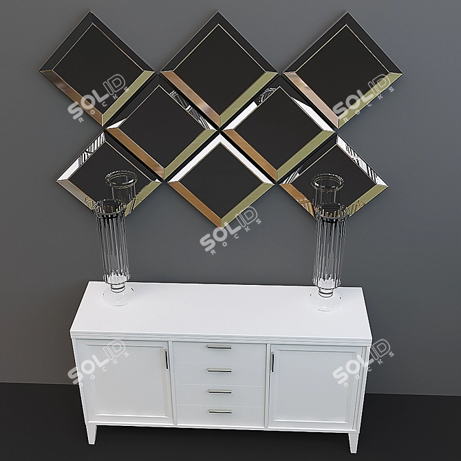 Mirrored Vanity Set 3D model image 2