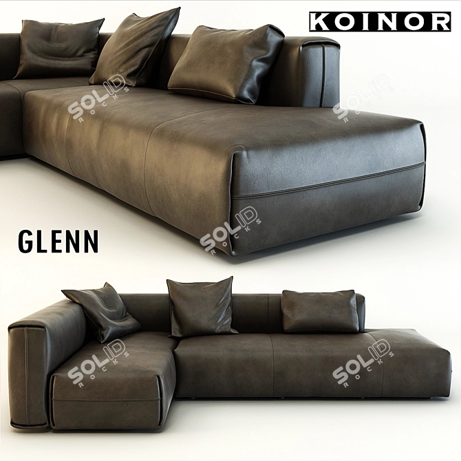 Elegant Glenn Skin Sofa 3D model image 1