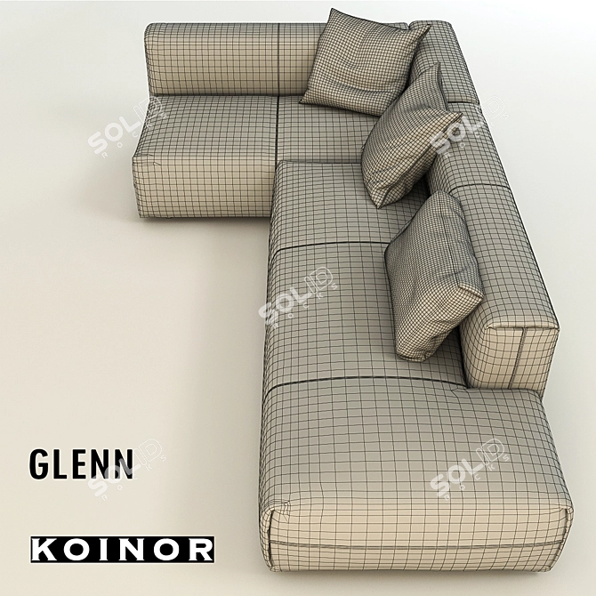 Elegant Glenn Skin Sofa 3D model image 3