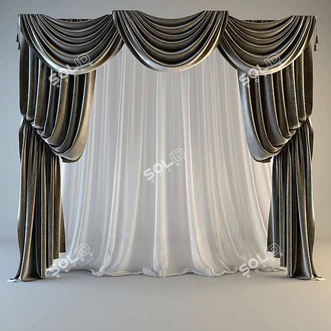 Timeless Elegance: Classic Curtain 3D model image 1