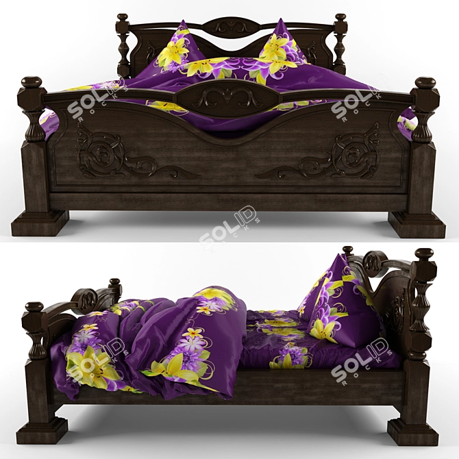 Classic Style Bed 3D model image 2