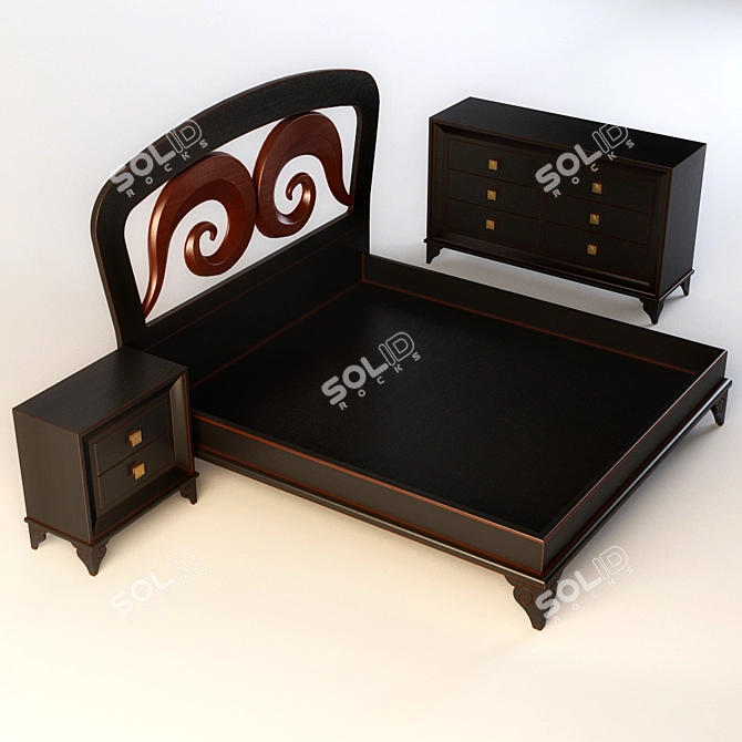Elegant Galiano Bedroom Set 3D model image 1